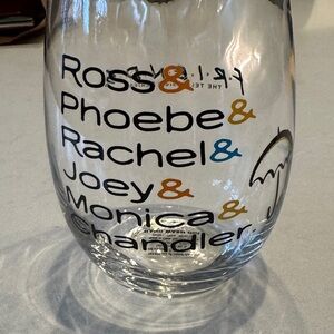 FRIENDS Glass Vase with Black, Blue, and Orange Text